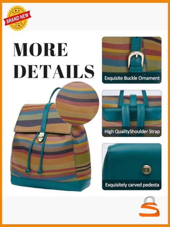 Genuine Leather Fashion Backpack for Women - Casual Designer Daypack with main image 5